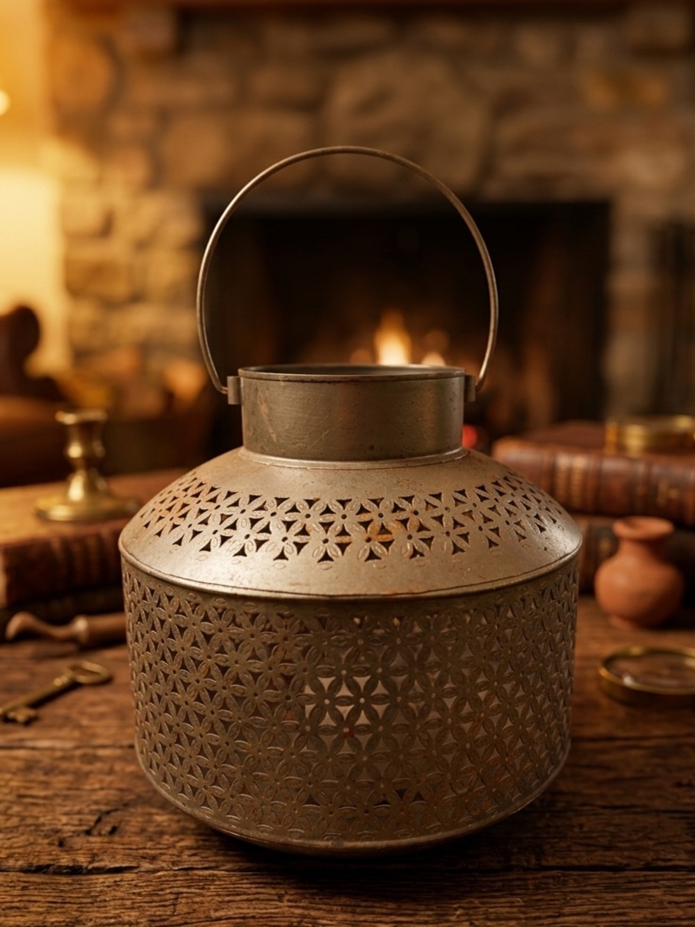 Large Metal Antique Tea Light Lantern Candle Warmer  Decorative Ambient Light